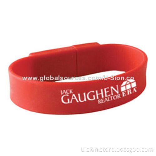 Silicone Bracelet USB Flash Drive with 128MB to 64GB Memory Capacity Range, Customized Logo